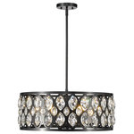 Z-Lite - Z-Lite 6010-24MB Dealey 6 Light Chandelier in Matte Black - From the Dealey collection comes this elegant, round six-light chandelier. Featuring a striking ellipse-carved steel shade circling each of the six candelabras, this chandelier also features a dark matte black finish that accentuates the dangling, shimmering clear crystal pendants that disperse the light. Hang this alluring chandelier above a contemporary dining room table to lend a traditional touch.