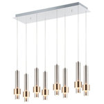 ET2 Lighting - ET2 Lighting E24758-SNSBR Reveal - 32 Inch 48W 8 LED Pendant - Tubular shaped pendants finished in Satin Nickel wReveal 32 Inch 48W 8 Satin Nickel/Satin B *UL Approved: YES Energy Star Qualified: n/a ADA Certified: n/a  *Number of Lights: Lamp: 8-*Wattage:6w PCB Integrated LED bulb(s) *Bulb Included:Yes *Bulb Type:PCB Integrated LED *Finish Type:Satin Nickel/Satin Brass