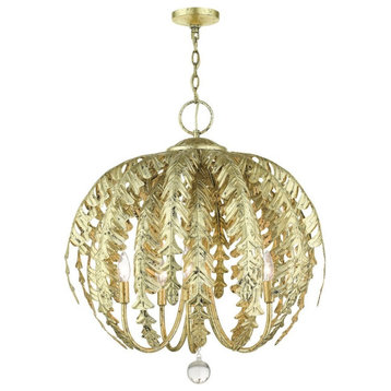 French Country Chic Five Light Chandelier-Winter Gold Finish - Chandelier