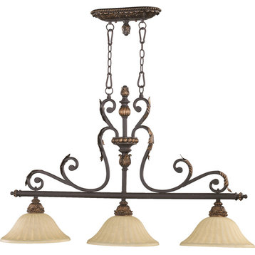 Rio Salado 3-Light Island Fixture, Toasted Sienna With Mystic Silver