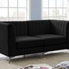 Alina Velvet Upholstered 2-Piece Modular Sofa, Black