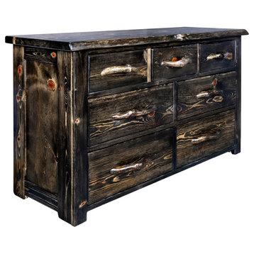 Big Sky Collection Live Edge 7 Drawer Dresser, Jacobean Stain