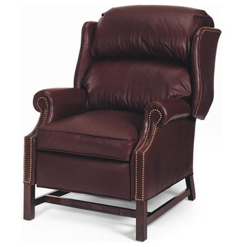 Accent Chair | Brown Leather  Nailhead Trim