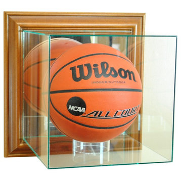 Wall Mounted Basketball Display Case, Walnut