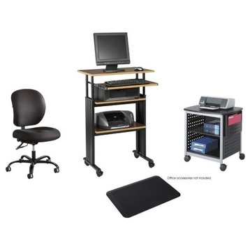 Safco Adjustable Height Workstation with Printer Stand and Task Chair