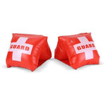 GoFloats - Lifeguard Adult Water Wing Floaties, Novelty Use Only - Own the pool this summer with the GoFloats Adult Water Wings. We took a classic item from your childhood and made them adult size so you can strut the pool deck in style. The XL Armbands are designed to fit most arms sizes as air can be let out of the chambers to fit larger arms. These floats are intended for novelty use only and are not a lifesaving or flotation device, so only use them in the water if you know how to swim. If you are a confident attention seeker, this is the must have pool item for you. Available in American flag, safety orange and lifeguard designs.