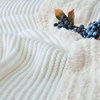 Faux Fur Knitted Throw Blanket, Ivory, 50"X60"