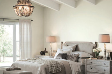 Inspiration for a cottage master dark wood floor and brown floor bedroom remodel in Philadelphia with blue walls