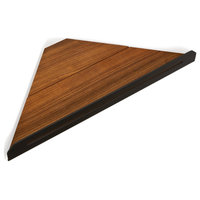 Floating Corner Shower Shelf With Natural Teak Wood, Matte Black