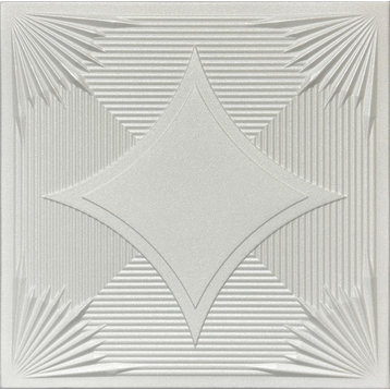 20"x20" R14 Styrofoam Ceiling Tile, Plain White