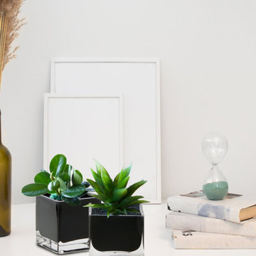 Black Glass Cube Vase for Short Flowers, Candles, Accessories, 3" Cube