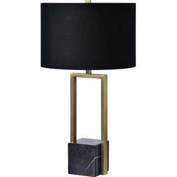 Arla Black Marble Table Lamp and Antique Brass Table Lamp With Black Shade