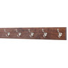 Solid Wood Wall Coat Rack, Satin Nickel Hooks, Mahogany, 25.5"x4.5", 5-Hooks