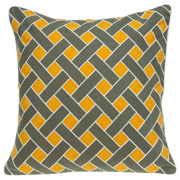 Kain Transitional Gray and Orange Pillow Cover With Poly Insert