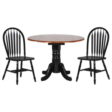 Black Cherry Selections 3 Piece 42" Round Dining Set With Arrowback Chairs