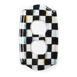 Courtly Check Double Outlet Cover | MacKenzie-Childs - Switch Plates And Outlet Covers