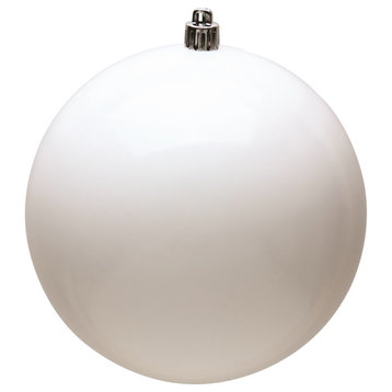 Vickerman Ball Ornament Asst Drilled 4/Bag, White Shiny, 10"