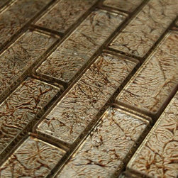 1x3 Glossy Gold Sky Subway Glass Mosaic Tiles - Home Accessories & Decor