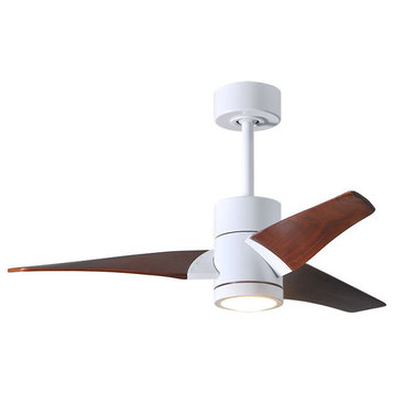 Super Janet Ceiling Fan With Walnut Blades, White, 42"