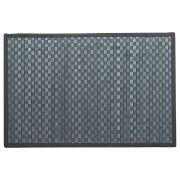 Checkered Natural Bamboo Floor Mat, 48x72", Gray