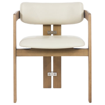 Natural Teak and Beige Leather Pamplona Chair