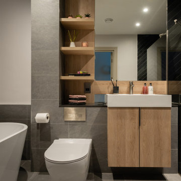 Slate herringbone bathroom