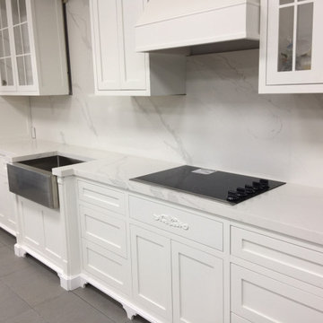 White Kitchen Design in Unique Calacatta by Compac