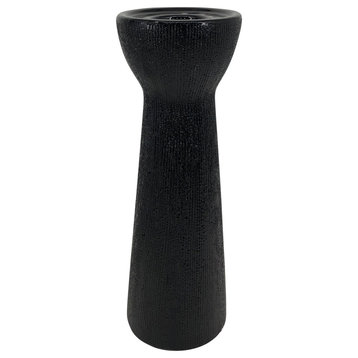 Ceramic 12" Bead Candle Holder, Black