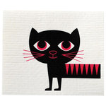 Swedish Dishcloth Modern Retro Cat - THE SWEDISH ECO-FRIENDLY DISHCLOTH: The dry sponge cloth was invented in 1949 by the Swedish engineer Curt Lindquist, who discovered that a mixture of natural cellulose (wood pulp) and cotton can absorb an incredible 15 times its own weight in water.