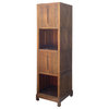 Raw Wood Slim Narrow Tall Open Display Storage Corner Cabinet Hcs7158
