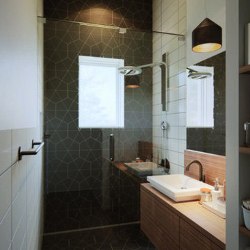 Guest Bathroom with dark palette