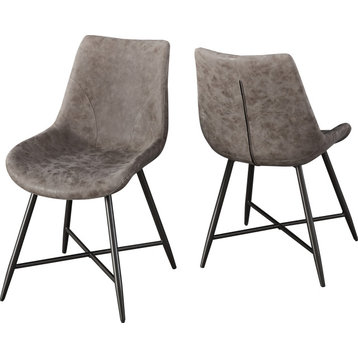 Ramona Side Chair (Set of 2) - Brown PU, Bronze Metal