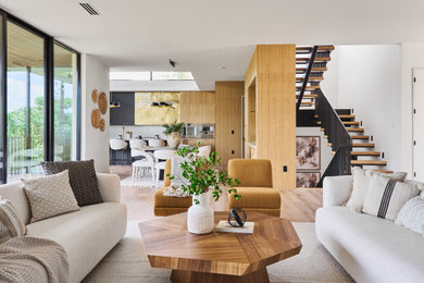 Example of a trendy living room design in Austin