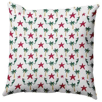 Christmas Beach Pattern Accent Pillow, Christmas Pink, 26"x26"