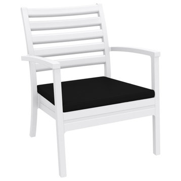 Artemis XL Club Chair White with Sunbrella Black Cushions, Set of 2