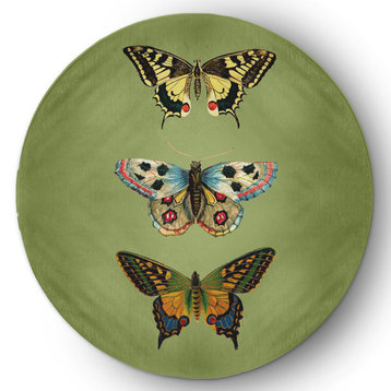 Butterflies Novelty Chenille Area Rug, Apple Green, 5' Round