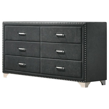 Coaster Melody 6-drawer Contemporary Velvet Upholstered Dresser in Gray