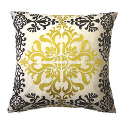 Pillow Decor Ltd. - Sumatra Silk Embroidery Decorative Throw Pillow, Medallion, 21"x21" - Decorative Pillows
