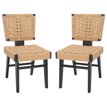Safavieh Couture Susanne Woven Dining Chair, Black/Natural