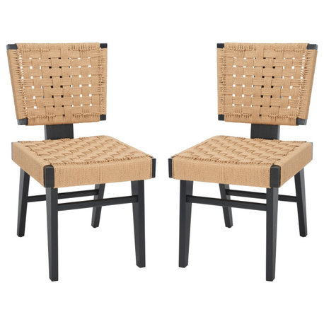 Safavieh Couture Susanne Woven Dining Chair, Black/Natural