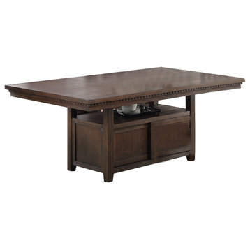 Pine Wood Dining Table with Storage in Brown