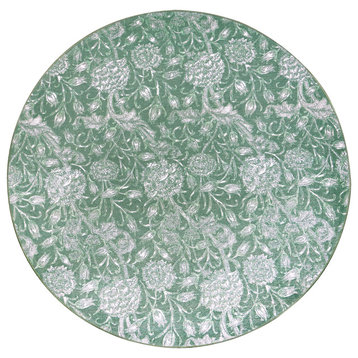 My Magic Carpet Washable Rug Kalini Floral Green, 6' X 6'