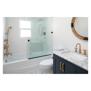 Transitional facelift for a kitchen, 2 bathrooms & the playroom in ...