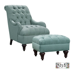 Lara Accent Chair and Ottoman - Armchairs And Accent Chairs