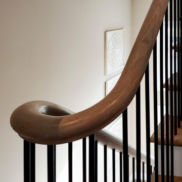 Project #153 | Sophisticated Red Oak Stair with Metal Balusters