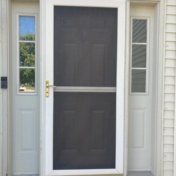 Woodgrain Steel Entry W/ Sidelites & Smart Lock / BEFORE