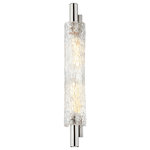Hudson Valley Lighting - Harwich 2 Light Wall Sconce, Polished Nickel - Clean lines and a familiar silhouette pair with unique materials and thoughtful details to give Harwich an elevated look. A curved piastra glass shade hugs a thick cylindrical metal frame and rectangular backplate. The stunning textured glass technique looks glamorous and gives this piece a luxurious quality. Harwich is available as a 1-light or 2-light sconce in two finishes and can be mounted horizontally or vertically.