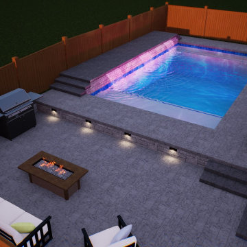 Pool and sunk-in patio