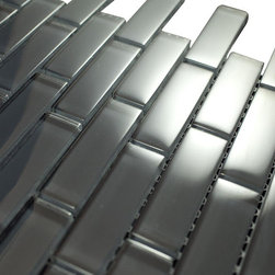 1x3 Dark Grey Glossy Subway Glass Mosaic Tiles - Home Accessories & Decor