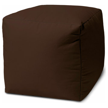 17" Cool Dark Chocolate Brown Solid Color Indoor Outdoor Pouf Cover